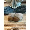 2026 inverno novo estilo coreano pata de gato fofo forrado com fleece estilo Birkenstock feminino estiloso para o trabalho slip-on chinelos de algodão fofos