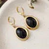 Pendientes de Acero Inoxidable con Piedra Natural Facetada Inspirados en el Diseño, Regalos de Moda Culturales y Creativos, Pendientes de Alta Calidad de la Fábrica Original