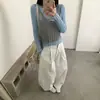 Camiseta de punto de manga larga bicolor de dos piezas falsas para mujer, nuevo estilo coreano de otoño e invierno 2026, top casual y relajado para mujer