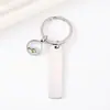 Llavero Metálico Transfronterizo Color Láser Impresión Material en Blanco Grabado Acero Inoxidable Llavero de Tira Larga Forma Redonda Semilla de Mostaza