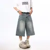 Shorts de Mezclilla Lavada Azul Desgastada de Venta Caliente Verano 2026 para Hombre, Estilo High Street Americano, Shorts Rectos Sueltos para Hombre