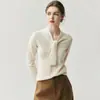 Suéter feminino de cashmere, blusa de tricô de corte solto, design emagrecedor, estilo francês, único, com fitas esvoaçantes, macio e confortável