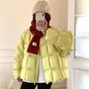 Novo casaco acolchoado de algodão de inverno estilo coreano 2026 com gola redonda, fofo, xadrez pequeno, corte solto, quente e versátil