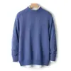 Suéter de punto sin costuras para hombre, cuello alto medio, 100% lana pura, para otoño e invierno, capa base de lana casual de negocios