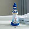 Ornamentos de Farol Pequeno de Madeira Estampada Estilo Mediterrâneo Oceano 13cm Decoração Presente Criativo Adereços para Sessão de Fotos