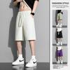 2024 Verano Nuevo de Moda Sueltos Versátiles Pantalones Cortos para Hombre Corte Holgado Pantalones Cortos de Cinco Puntos Populares Negro Caqui Casual