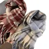 Cachecol Xadrez Vermelho de Natal para Mulheres Inverno 2025 Novo Estilo Coreano Atmosfera Azul Cachecol de Casal Preto Masculino Inverno