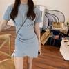 Vestido de Cuello Redondo con un Diseño Elegante, Nuevo Estilo Japonés Verano 2026, Dulce y Versátil, Ceñido a la Cintura, Vestido Recto para Personas Petitas