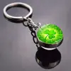 Chaveiro Fluorescente de Trevo de Quatro Folhas Chaveiro Luminoso de Bola de Cristal da Sorte St. da Irlanda. Presente do Dia de Patrick