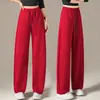 Pantalones de chándal grises ajustados para mujer, nuevo estilo primavera y otoño 2026, pantalones de pierna ancha holgados y adelgazantes, pantalones deportivos casuales estilo banana americano