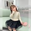 [Listo para entrega] Suéter para niña Otoño e Invierno 2025 Nueva Ropa para Niños Moda Niñita Tejido Camiseta Básica