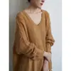 Nuevo Suéter de Punto Estilo Perezoso para Primavera y Otoño para Mujer, Corte Holgado, Cuello en V Hueco, Capa Base Casual Adelgazante, Delgado