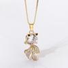 Colección de collares de vida marina para mujer cobre con incrustaciones de circonio chapado en oro real colgante estrella de mar delfín pez dorado cadena clavicular collar femenino