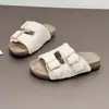 ¡El calefactorcito del invierno~! Pantuflas de algodón súper gruesas estilo Birkenstock de lana de cordero para mujer, adecuadas para usar al aire libre en invierno, con suelas gruesas y pelo cálido