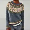 2025 Tejido de Aguja Gruesa Impresión Digital 3D Sudaderas Redondas para Hombre y Mujer Empalme de Rayas Prendas de Exportación Sudaderas para Mujer
