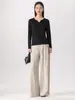[Relajación] Ropa de Seda a Cuadros Nutritiva para la Piel, Camiseta Básica Fácil de Cuidar para Mujer, Capa Interior Elástica, Top de Punto Ligeramente Holgado