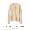 Suéter de Punto Trenzado con Media Cremallera 100% Cachemira para Mujer, Otoño Trendy Retro Perezoso Sensación de Alta Gama Capa Base