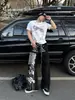 Pantalones Deportivos Anchos con Estampado de Letras para Hombre, Rectos Estilo Hip-Hop Americano Nicho Cordón Pantalones Casuales de Jazz