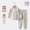 Conjunto de Ropa Interior Sin Costuras de Algodón Puro para Bebé Cintura Alta Protección Abdominal Ropa de Otoño Pantalones de Otoño Clase A Para Todas las Estaciones Ropa para el Hogar Infantil