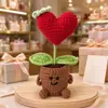 Adorno de Planta en Maceta Rosa Tejido a Mano Lindo con Manos y Pies Flor de Hilo Maceta Muñeca Decoración Creativa de Escritorio