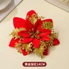 Flores de Plástico Navideñas Transfronterizas, Decoraciones de Atmósfera Navideña, Decoraciones para Árbol de Navidad, Flores Artificiales, Flores de Plástico Doradas y Coloridas