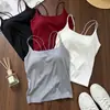 Camisola sin espalda con corte cruzado para mujer, capa base ajustada sin costuras con copas fijas y tirantes finos ajustables, se puede usar como sujetador interior