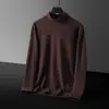 Promoção Camiseta de base de inverno de veludo dupla face masculina manga longa nova gola média outono e primavera gola alta interna top quente