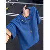 Camiseta bordada con patrón de escamas de dragón retro americano transfronteriza para hombre, nueva camiseta deportiva de manga corta de moda para verano