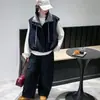 Atuendo elegante y moderno de primavera/otoño para niñas: un conjunto de tres piezas que incluye un chaleco estilo workwear, diseñado para chicas mayores, con pantalones casuales de pierna ancha estilo coreano