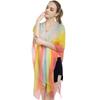 Nuevo cabo de punto para mujer con hebilla de perlas de gasa, venta al por mayor directo de fábrica, estampado de rayas de color, chal de verano para protección solar