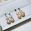 Pendientes de perlas naturales de agua dulce Zhuji 2024, venta al por mayor, simples pendientes de doble cuenta con forma de calabaza Joker, joyería