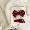 Pinza para el pelo de lana color rojo vino para Año Nuevo, Pinza lateral, Pinza para flequillo
