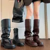 Botas plisadas apiladas estilo páramo, nuevo modelo verano 2026, botas largas plegables de doble uso Maillard, botas de montar de suela gruesa
