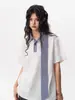 Camisa Polo Retro Americana de Manga Corta con Cinta de Cuello de Verano, Camiseta Pesada con Diseño Holgado, Top de Media Manga Moderno