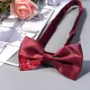 Terno Masculino Cor Sólida Casamento Gravata Borboleta Borgonha Formal Noivo e Padrinhos Vestido Gravata Borboleta Dupla Camada Estilo Coreano Festa