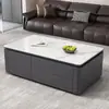 2026 Nova Mesa de Centro e Rack para TV em Pedra Sinterizada Estilo Creme para Sala de Estar, Design Moderno Simples para Apartamentos Pequenos, Formato Retangular Popular