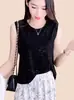2026 Nuevo Modelo Chaleco de Color Sólido Completamente de Diamantes Cuello Redondo Elegante Moda Versátil Holgado Talla Extra Sin Mangas Camiseta Versátil Tendencia Ins