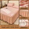 Faldón de Cama de Algodón Lavado Acolchado Pieza Única Protector de Colchón No de Algodón Todo Incluido Antideslizante Cama Sábanas de Cama con Faldón Juego de Tres Piezas