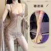 Lingerie Sexy Renda Francesa Transparente Sexy Feminina Suspensório Tule Tentação Tamanho Grande Conjunto de Três Peças Camisola