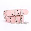 Novo Estilo Punk Duas Fileiras de Ilhós Cinto de PU Feminino Estilo Coreano Jeans Moda Corrente Decorativa Larga Cinto Feminino