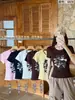 687# Verão Novo Viscose Estampa de Laços Manga Curta com Sutiã Embutido Ajuste ao Corpo Camada Interna Roupa Externa Top Curto Pequeno