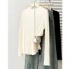 2026 Tallas Grandes Mujer Otoño Nueva Moda Elegante Camiseta de Manga Larga con Volantes y Costillas para Damas de Tallas Grandes 0903