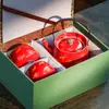 Juego de Regalo de Tetera de Cerámica y Dos Tazas de Nubes y Grullas, Juego de Té Kung Fu Rojo de la Ciudad Prohibida, Utensilios de Té Especiales para Personas Mayores, para Preparar Té