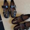 Zapatos Planos Franceses de Cabritilla para Mujer, Zapatos de Ballet para Viajar, Zapatos Elegantes para la Noche con Falda, Zapatos Mary Jane con Hebilla de Una Línea