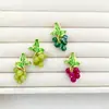 Estilo Pastoral Chino Pendientes Personalizados de Uva Chapados en Cobre Oro Real Elegantes Versátiles Pendientes de Plata 925 con Aguja de Calcedonia Ágata para Mujer