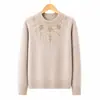 Nueva Colección Primavera y Otoño: Tejidos para Mujer de Mediana Edad y Mayores, Suéter Pulóver de Cuello Redondo, Color Sólido, Top de Punto Fino