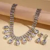 Conjunto de Duas Peças de Corrente para Suéter com Pingente de Franja Gota D'água Cravejado com Diamantes, Estilo Europeu e Americano de Luxo Leve, Moda Retrô, Colar Requintado e de Alta Qualidade para Mulheres