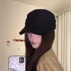 Sombrero octogonal de gamuza plisado de ala ancha color liso estilo coreano y japonés, boina casual vintage, sombrero versátil de primavera y otoño