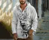 Suministro Directo de Fábrica de Origen Transfronterizo Nuevo Sudadera con Capucha de Punto Medio para Hombre Manga Larga Tendencia Simple Impresión Digital 3D