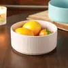 Tigela Lateral Personalizada de 5,5 polegadas Doméstica Cerâmica Fosca Padrão Vertical Tigela de Sopa Louça Tigela Profunda Fundo Plano Tigela de Arroz Escandinava